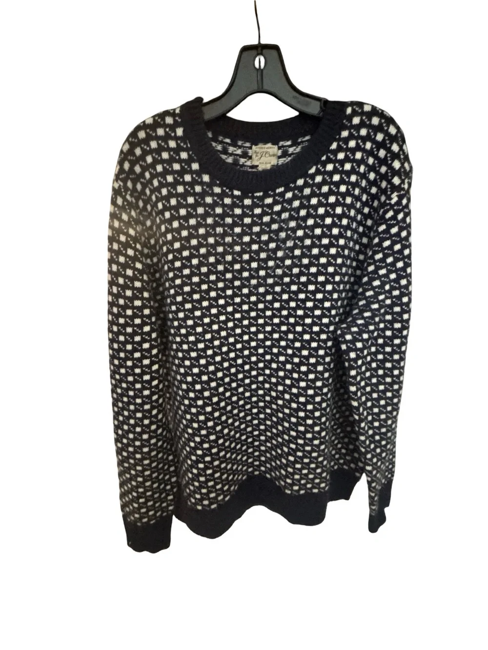 J.Crew Preppy Coastal Navy & White Gorpcore Merino Wool Crewneck Sweater XL
